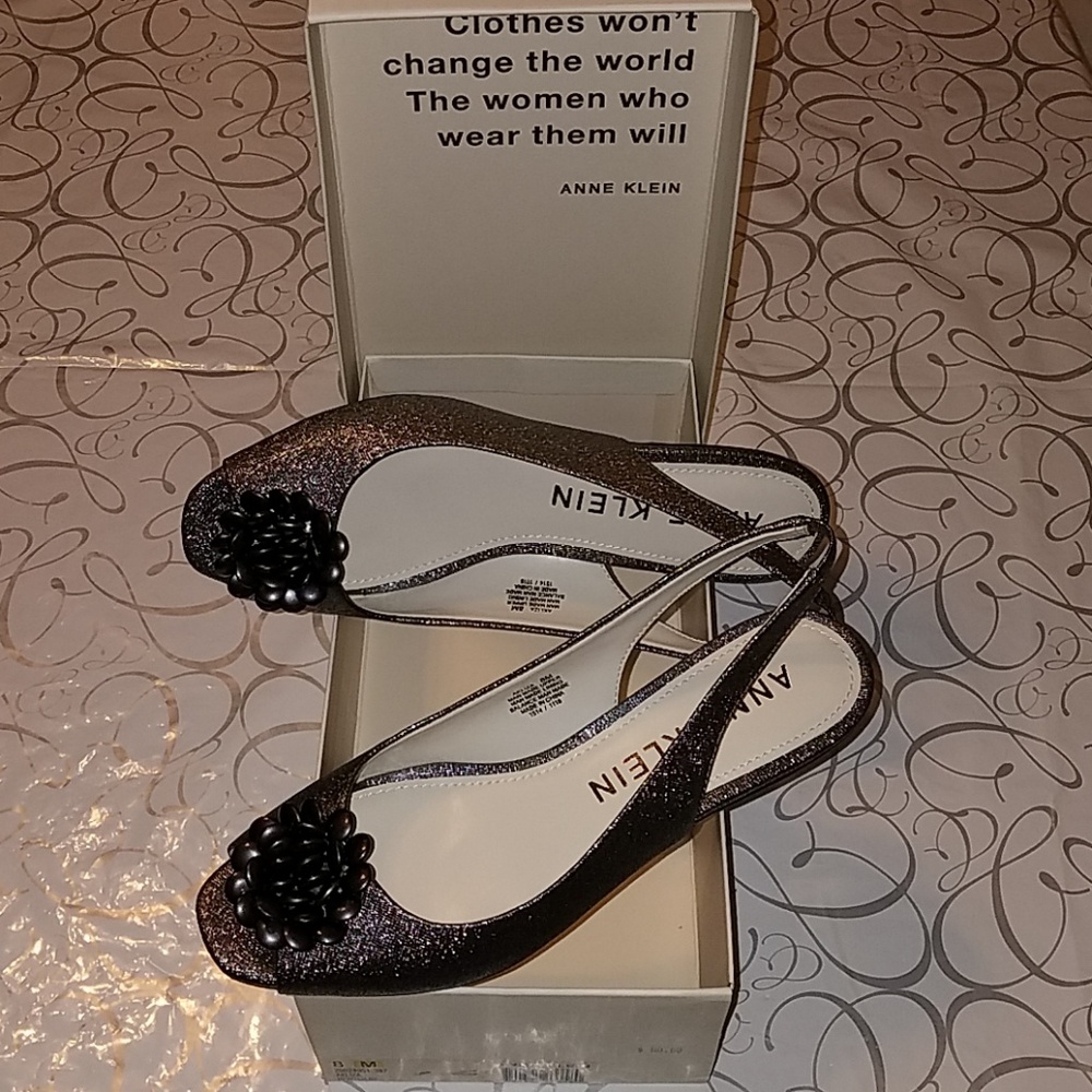 💃HP🎉NIB ANNE KLEIN METALLIC PEEP TOE SLINGBACKS!